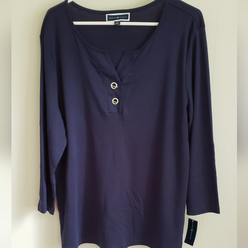 Womens Karen Scott blue plus size blouse